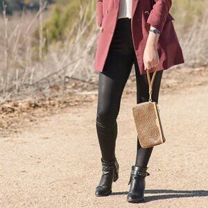 Ellen Tracy Faux Leather Mixed Media Leggings Black